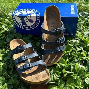Birkenstock Florida Burke-Flor Sandal in Blue Size EU 38 narrow Ladies 7 narrow
